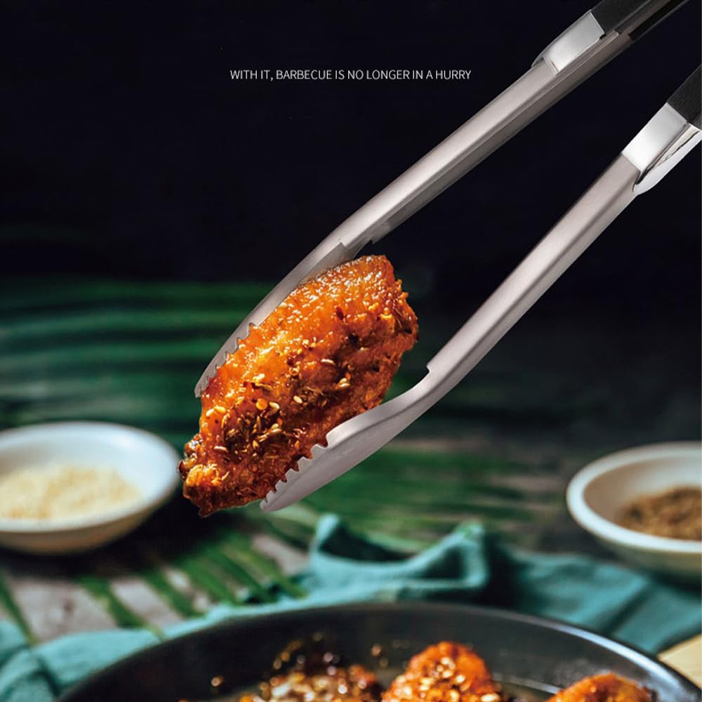 Commercial Grade Barbecue Tongs Stainless Steel 18-Inch Extra Long Heavy Duty Barbecue Tongs, Heat Resistant Handles for BBQ Outdoor Kitchen and Camping Cooking Grilling Food - CookCave