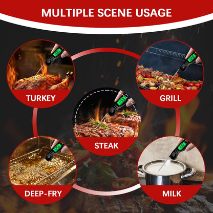 Cooking Thermometer,IP67 Waterproof Digital Meat Thermometer with Backlight, Calibration & Hold Function，Food Thermometer for Cooking,Outdoor Grilling,Candy Making - CookCave