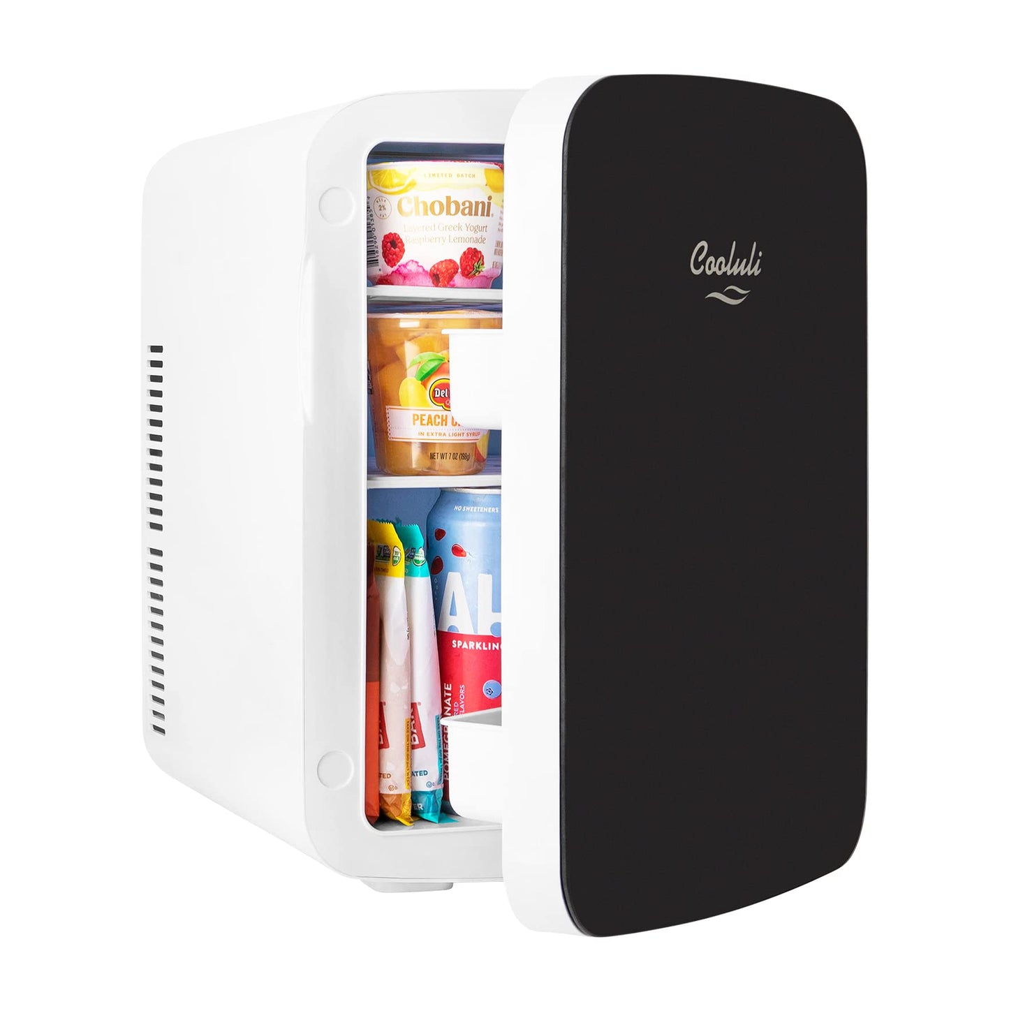 Cooluli 15L Mini Fridge for Bedroom - Car, Office Desk & College Dorm Room - 12v Portable Cooler & Warmer for Food, Drinks, Skincare, Beauty & Makeup - AC/DC Small Refrigerator with Glass Front, Black - CookCave