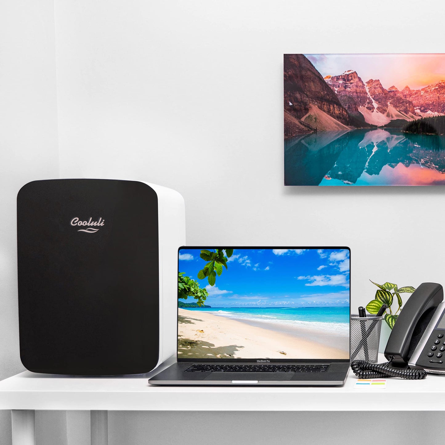 Cooluli 15L Mini Fridge for Bedroom - Car, Office Desk & College Dorm Room - 12v Portable Cooler & Warmer for Food, Drinks, Skincare, Beauty & Makeup - AC/DC Small Refrigerator with Glass Front, Black - CookCave