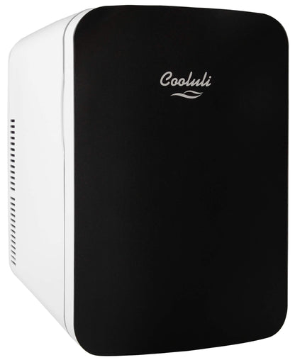 Cooluli 15L Mini Fridge for Bedroom - Car, Office Desk & College Dorm Room - 12v Portable Cooler & Warmer for Food, Drinks, Skincare, Beauty & Makeup - AC/DC Small Refrigerator with Glass Front, Black - CookCave