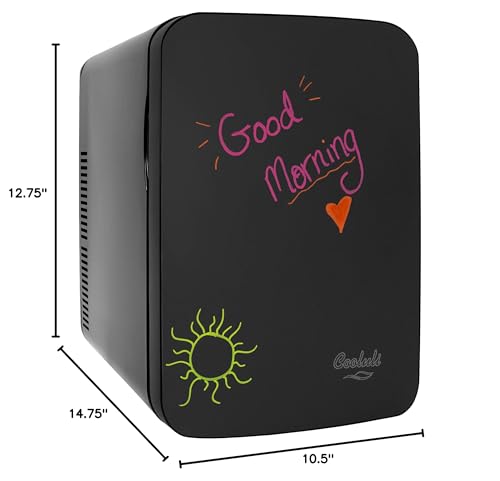 Cooluli 15L Mini Fridge with Magnetic Blackboard - Portable Small Refrigerator for Travel, Car & Office, V15LE2BK - CookCave