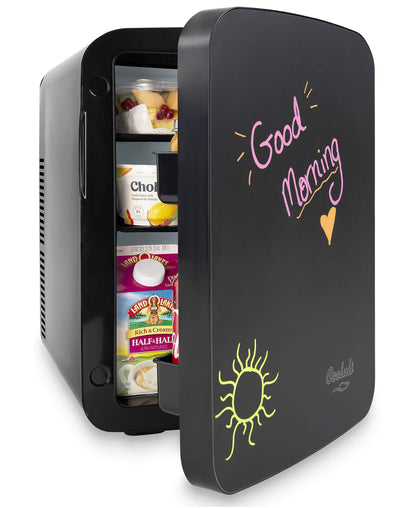 Cooluli 15L Mini Fridge with Magnetic Blackboard - Portable Small Refrigerator for Travel, Car & Office, V15LE2BK - CookCave