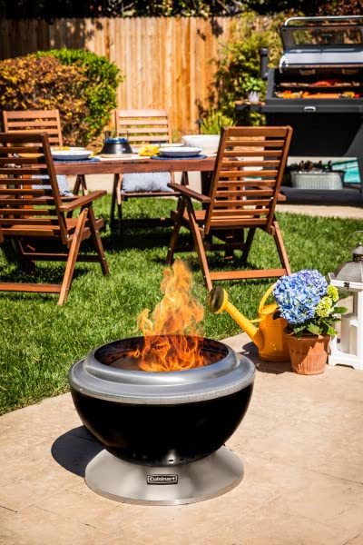 Cuisinart 24” Cleanburn Smokeless Fire Pit with Removable Base for Ash, Portable Outdoor Wood Burning Fireplace, Smoke Free Stainless Steel Outdoor Heater, Enhanced Airflow and Easy Cleanup - CookCave
