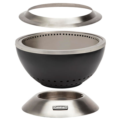 Cuisinart 24” Cleanburn Smokeless Fire Pit with Removable Base for Ash, Portable Outdoor Wood Burning Fireplace, Smoke Free Stainless Steel Outdoor Heater, Enhanced Airflow and Easy Cleanup - CookCave