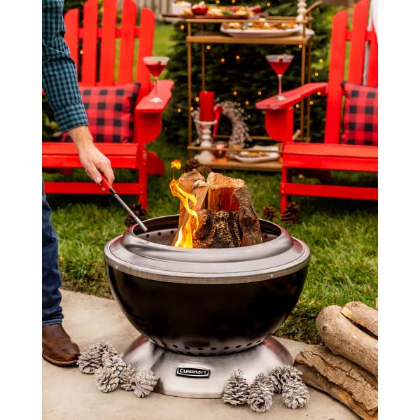 Cuisinart 24” Cleanburn Smokeless Fire Pit with Removable Base for Ash, Portable Outdoor Wood Burning Fireplace, Smoke Free Stainless Steel Outdoor Heater, Enhanced Airflow and Easy Cleanup - CookCave