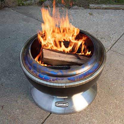 Cuisinart 24” Cleanburn Smokeless Fire Pit with Removable Base for Ash, Portable Outdoor Wood Burning Fireplace, Smoke Free Stainless Steel Outdoor Heater, Enhanced Airflow and Easy Cleanup - CookCave