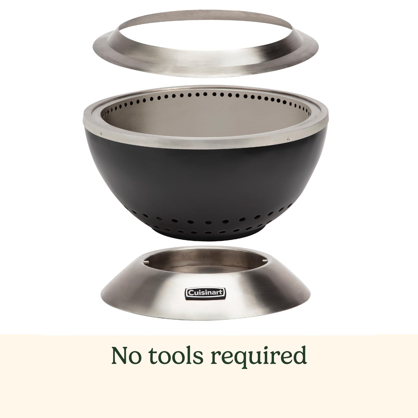 Cuisinart 24” Cleanburn Smokeless Fire Pit with Removable Base for Ash, Portable Outdoor Wood Burning Fireplace, Smoke Free Stainless Steel Outdoor Heater, Enhanced Airflow and Easy Cleanup - CookCave