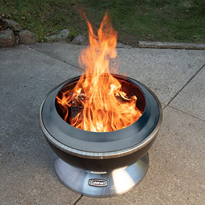 Cuisinart 24” Cleanburn Smokeless Fire Pit with Removable Base for Ash, Portable Outdoor Wood Burning Fireplace, Smoke Free Stainless Steel Outdoor Heater, Enhanced Airflow and Easy Cleanup - CookCave