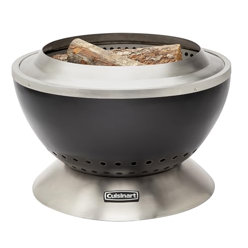 Cuisinart 24” Cleanburn Smokeless Fire Pit with Removable Base for Ash, Portable Outdoor Wood Burning Fireplace, Smoke Free Stainless Steel Outdoor Heater, Enhanced Airflow and Easy Cleanup - CookCave