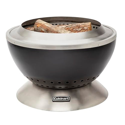Cuisinart 24” Cleanburn Smokeless Fire Pit with Removable Base for Ash, Portable Outdoor Wood Burning Fireplace, Smoke Free Stainless Steel Outdoor Heater, Enhanced Airflow and Easy Cleanup - CookCave