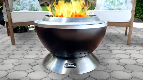 Cuisinart 24” Cleanburn Smokeless Fire Pit with Removable Base for Ash, Portable Outdoor Wood Burning Fireplace, Smoke Free Stainless Steel Outdoor Heater, Enhanced Airflow and Easy Cleanup - CookCave