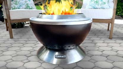 Cuisinart 24” Cleanburn Smokeless Fire Pit with Removable Base for Ash, Portable Outdoor Wood Burning Fireplace, Smoke Free Stainless Steel Outdoor Heater, Enhanced Airflow and Easy Cleanup - CookCave