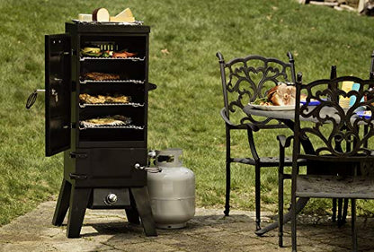 Cuisinart 36” Vertical Propane Smoker, 4 Removable Racks, Spacious BBQ Smoker with Wood and Water Trays, 15,000 BTU Heat for Smoked Meat, Brisket, Jerky, Fish, Perfect for Tailgates, Backyard, Camping - CookCave