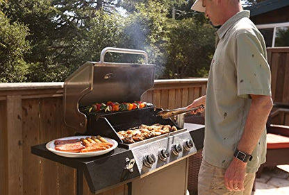 Cuisinart 4-Burner Gas Grill, 44,000 BTU Stainless Steel Full Size Propane Grill with Cast Iron Grates, Outdoor Barbecue with Large Cooking Space and Side Tables for Prep - CookCave