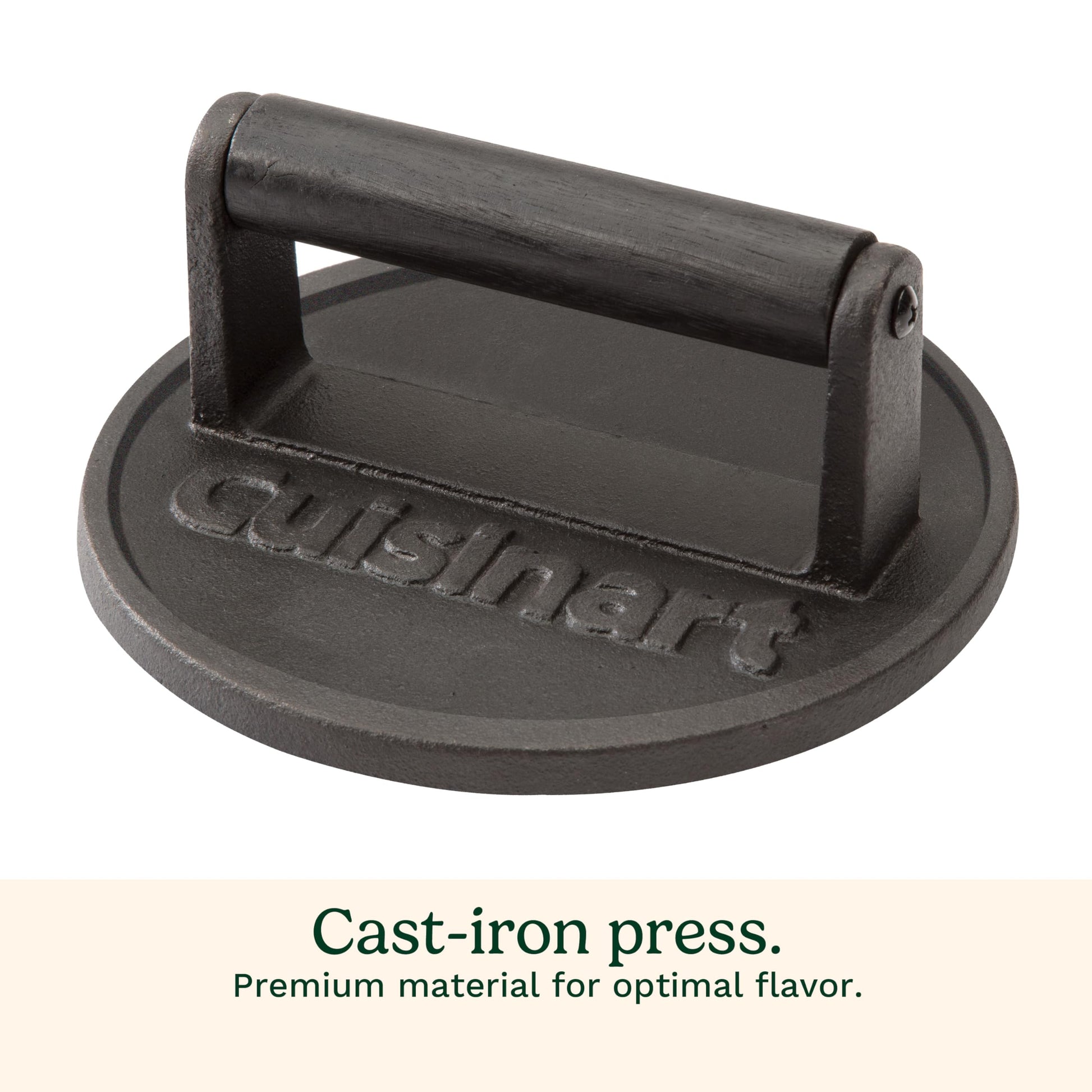 Cuisinart 6.5" Cast Iron Smashed Burger Press, Juicy and Crispy Burgers for BBQs, Cookouts - CookCave