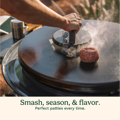 Cuisinart 6.5" Cast Iron Smashed Burger Press, Juicy and Crispy Burgers for BBQs, Cookouts - CookCave