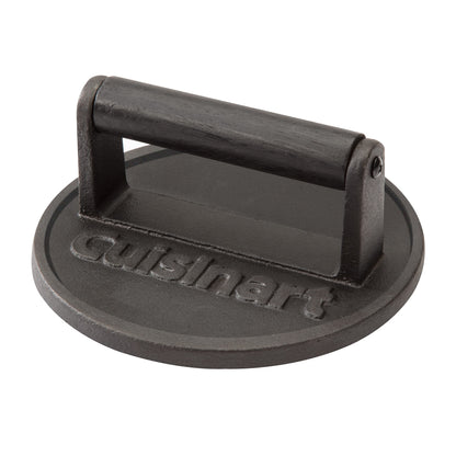 Cuisinart 6.5" Cast Iron Smashed Burger Press, Juicy and Crispy Burgers for BBQs, Cookouts - CookCave
