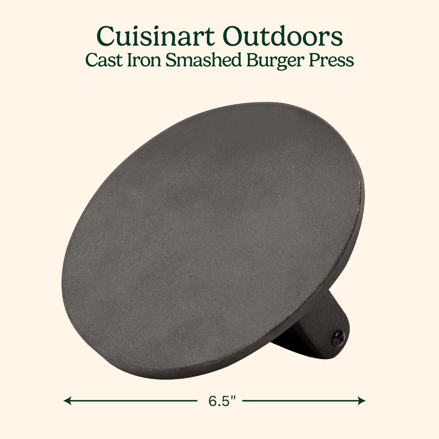 Cuisinart 6.5" Cast Iron Smashed Burger Press, Juicy and Crispy Burgers for BBQs, Cookouts - CookCave
