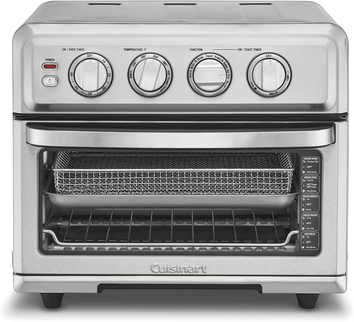 Cuisinart Air Fryer + Convection Toaster Oven, 8-1 Oven with Bake, Grill, Broil & Warm Options, Stainless Steel, TOA-70 - CookCave