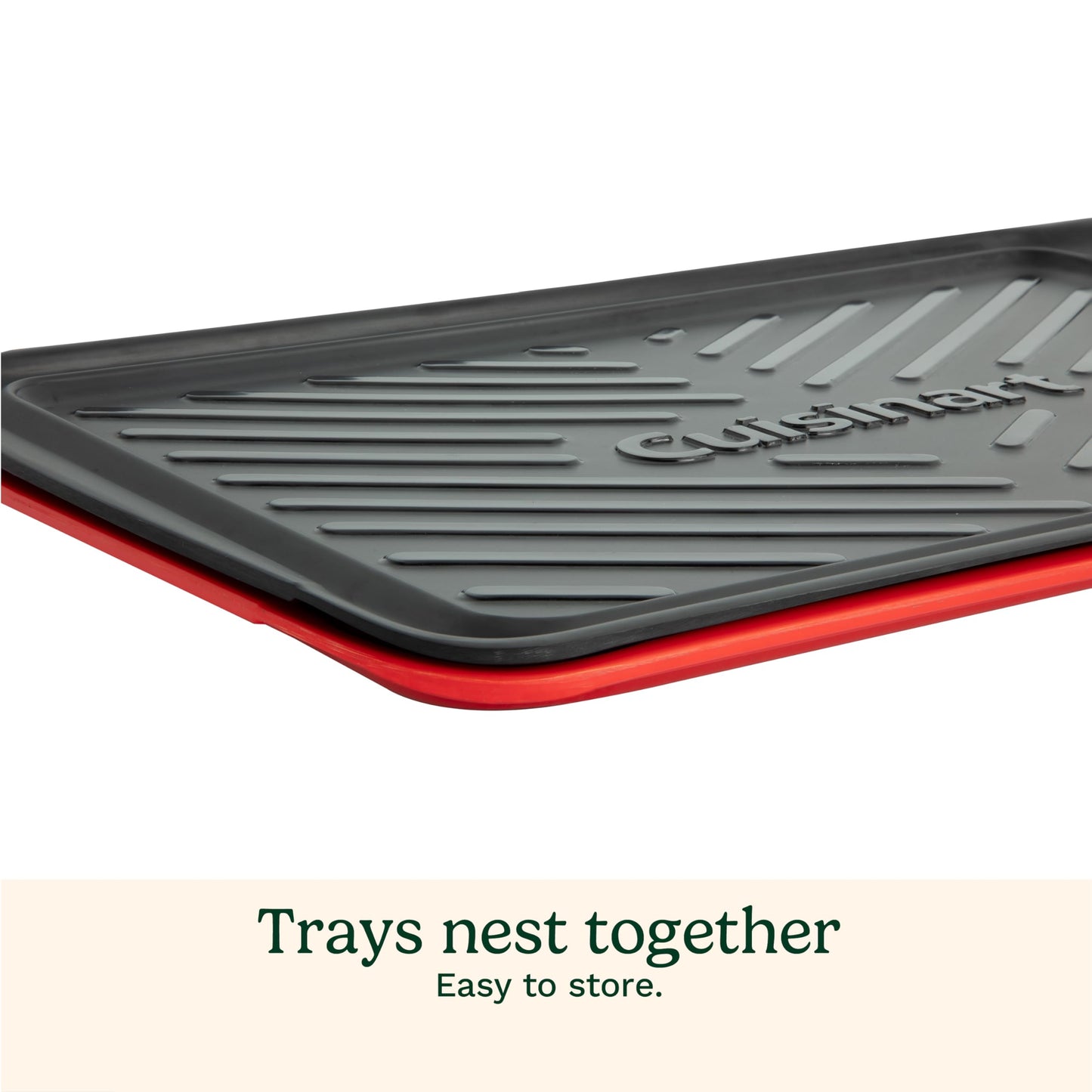 Cuisinart Grilling Prep and Serve Trays, 17x10.5 inch BBQ Safe for Food Handling, 2 Dishwasher Safe Nesting Trays Black and Red, Perfect Grilling Tray for Cooked and Raw Meat, Fits 6 Burgers - CookCave