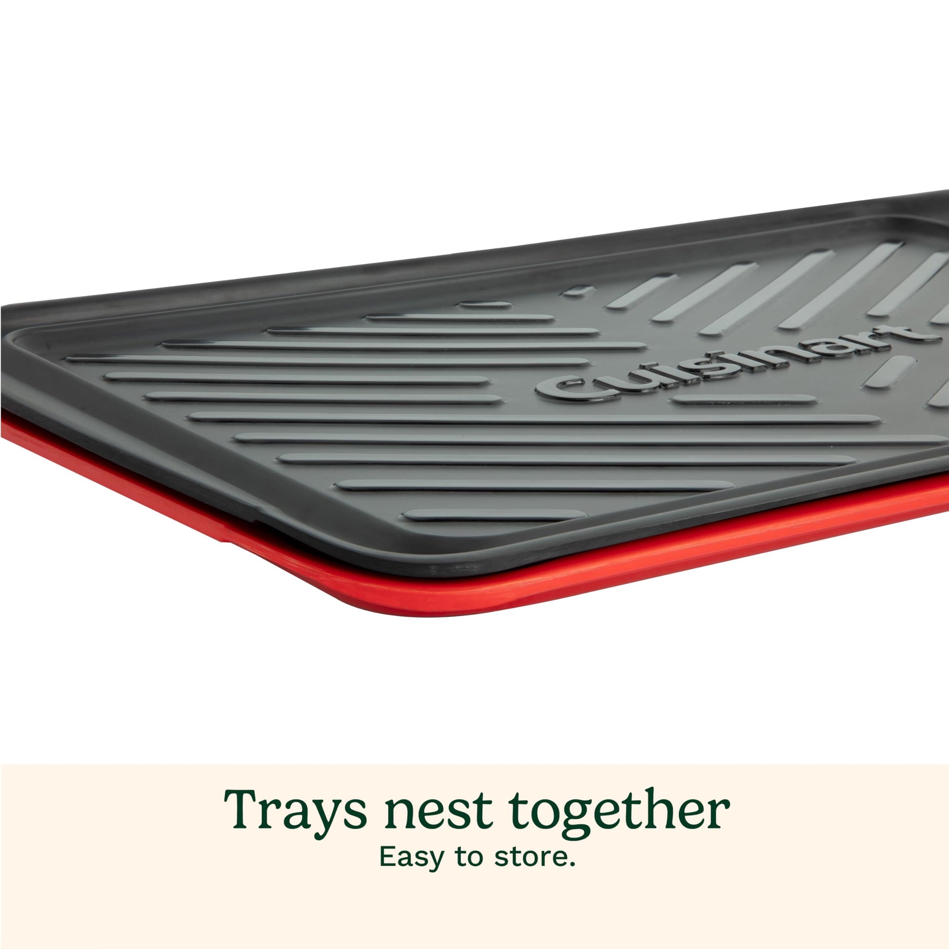 Cuisinart Grilling Prep and Serve Trays, 17x10.5 inch BBQ Safe for Food Handling, 2 Dishwasher Safe Nesting Trays Black and Red, Perfect Grilling Tray for Cooked and Raw Meat, Fits 6 Burgers - CookCave
