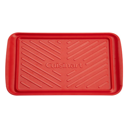 Cuisinart Grilling Prep and Serve Trays, 17x10.5 inch BBQ Safe for Food Handling, 2 Dishwasher Safe Nesting Trays Black and Red, Perfect Grilling Tray for Cooked and Raw Meat, Fits 6 Burgers - CookCave