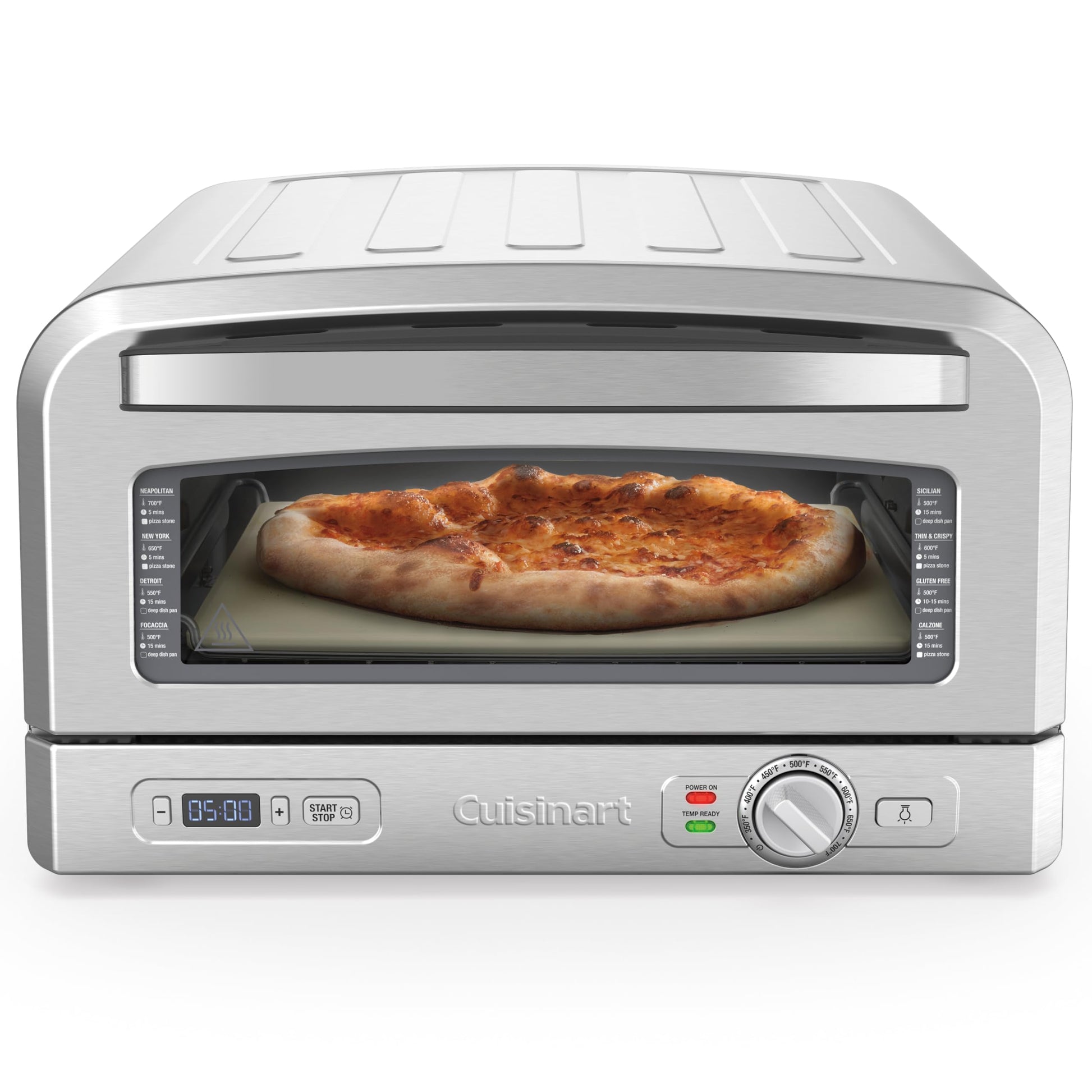 Cuisinart Indoor Pizza Oven – Versatile Temp range reaches 700°F – Bake 12” Pizzas in Minutes – Portable Countertop Pizza Oven – Stainless Steel – CPZ-120 - CookCave
