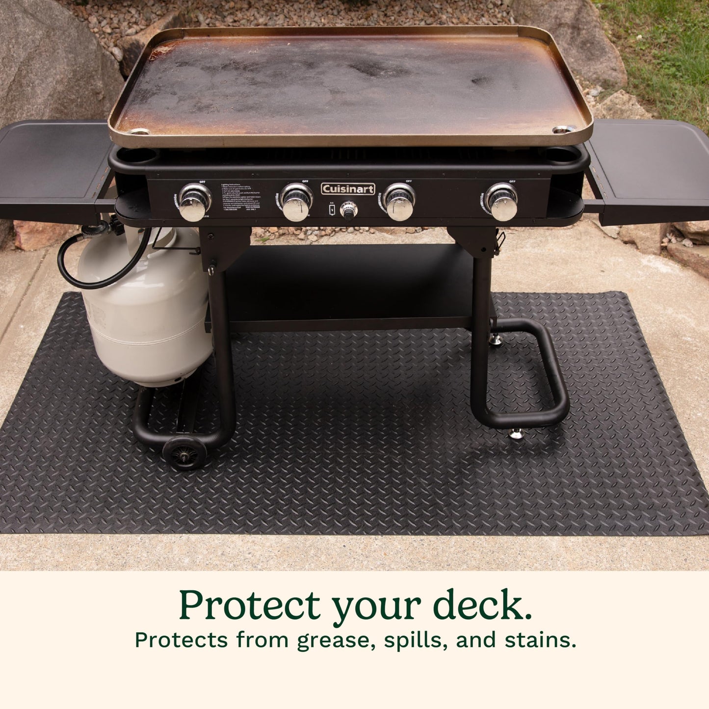 Cuisinart Premium Deck and Grill Mat, 65" x 36", Non-Slip Rubber Mat for BBQ, Griddle and Grill All Season Protection for Patio, Deck and Porch - CookCave