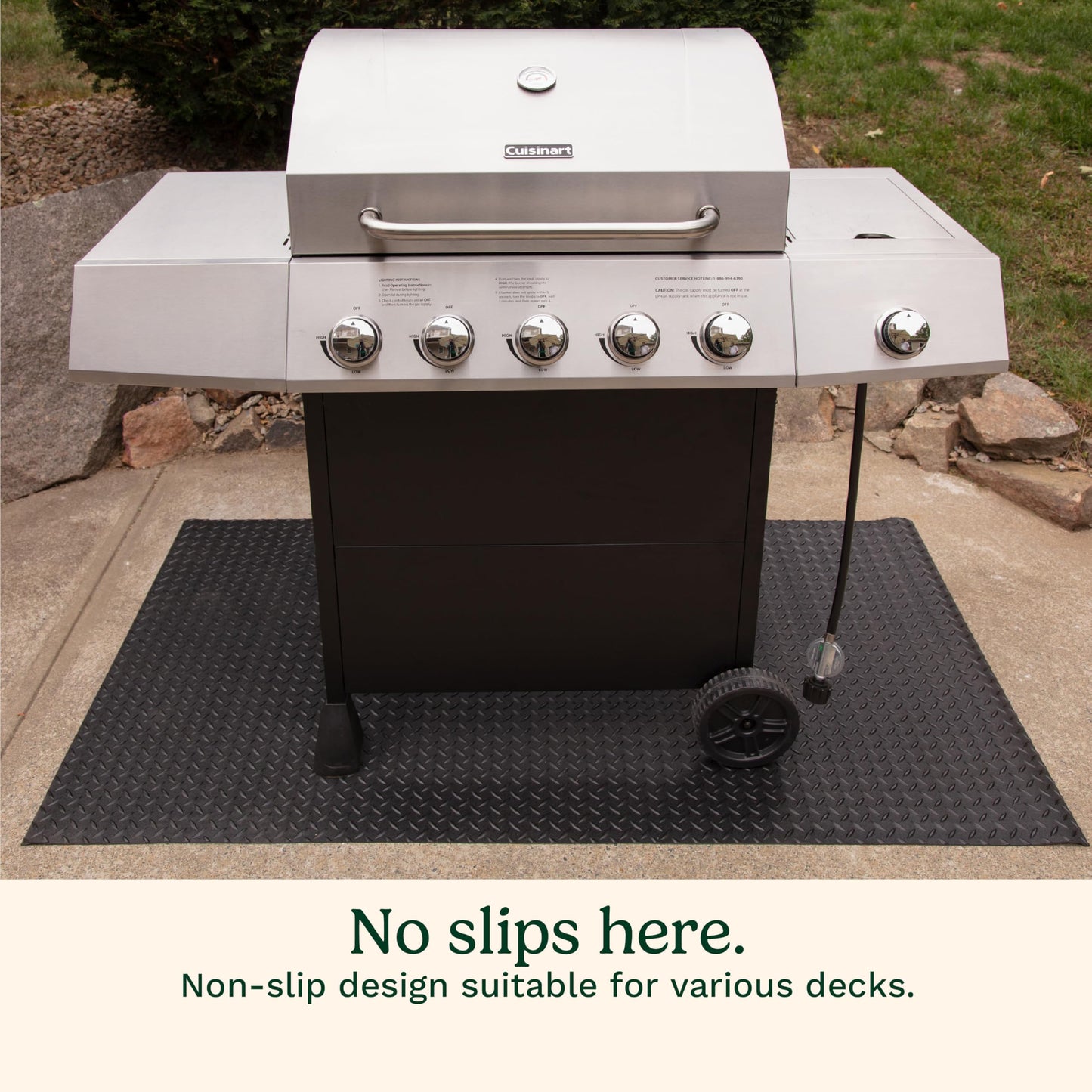 Cuisinart Premium Deck and Grill Mat, 65" x 36", Non-Slip Rubber Mat for BBQ, Griddle and Grill All Season Protection for Patio, Deck and Porch - CookCave