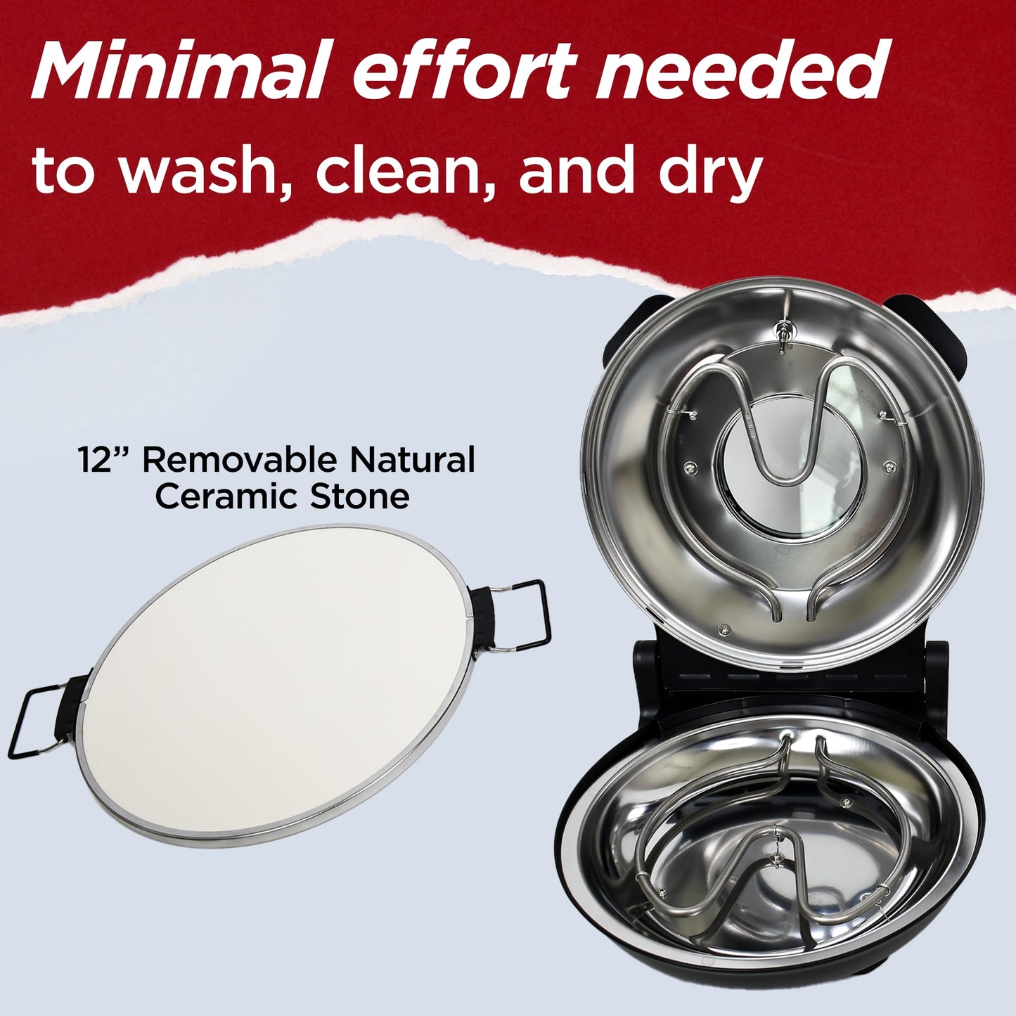 CULINARY CHEF Electric Pizza Oven with Ceramic Stone, Viewing Window, Adjustable Heat Control, Timer and 1200W Baking Power, DIY Homemade Pizzeria, Large 12” Pie Capacity (Black) - CookCave