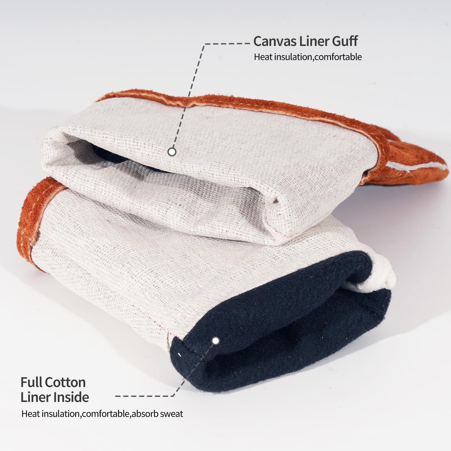 Cxqunzon Leather Welding Gloves - Thick Premium Cow Split Leather, Heat & Fire Resistant, Pot Holders For Oven,TIG/MIG Welding, Grilling, BBQ&Fireplace,Tig Welder, Animal Handling - CookCave