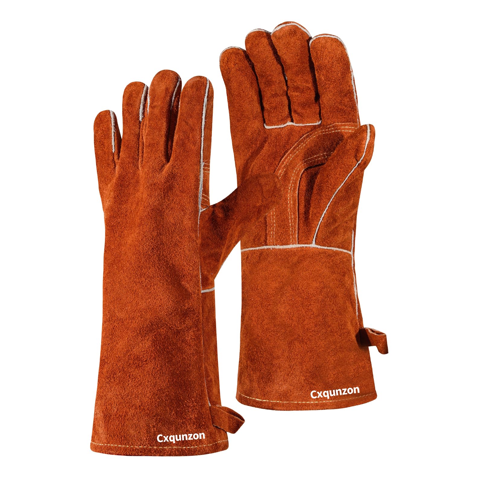 Cxqunzon Leather Welding Gloves - Thick Premium Cow Split Leather, Heat & Fire Resistant, Pot Holders For Oven,TIG/MIG Welding, Grilling, BBQ&Fireplace,Tig Welder, Animal Handling - CookCave