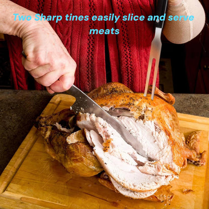 Cyoufine Meat Cooking Fork Stainless Steel Fork - 10.8" Metal Serving Forks for Meat Carving Heavy Duty Two Prong Meat Fork for Grill Lifting Barbecue Fork - CookCave