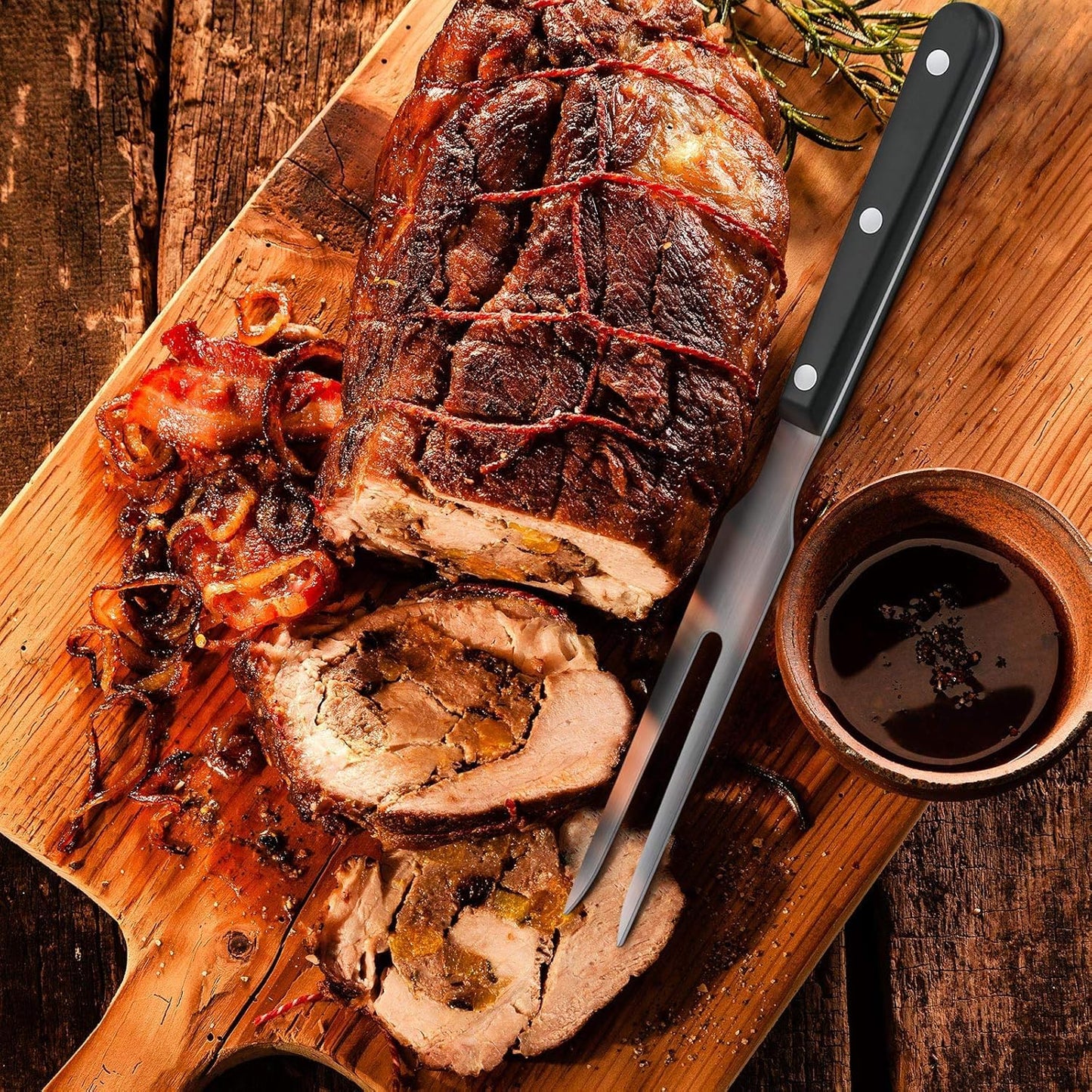 Cyoufine Meat Cooking Fork Stainless Steel Fork - 10.8" Metal Serving Forks for Meat Carving Heavy Duty Two Prong Meat Fork for Grill Lifting Barbecue Fork - CookCave