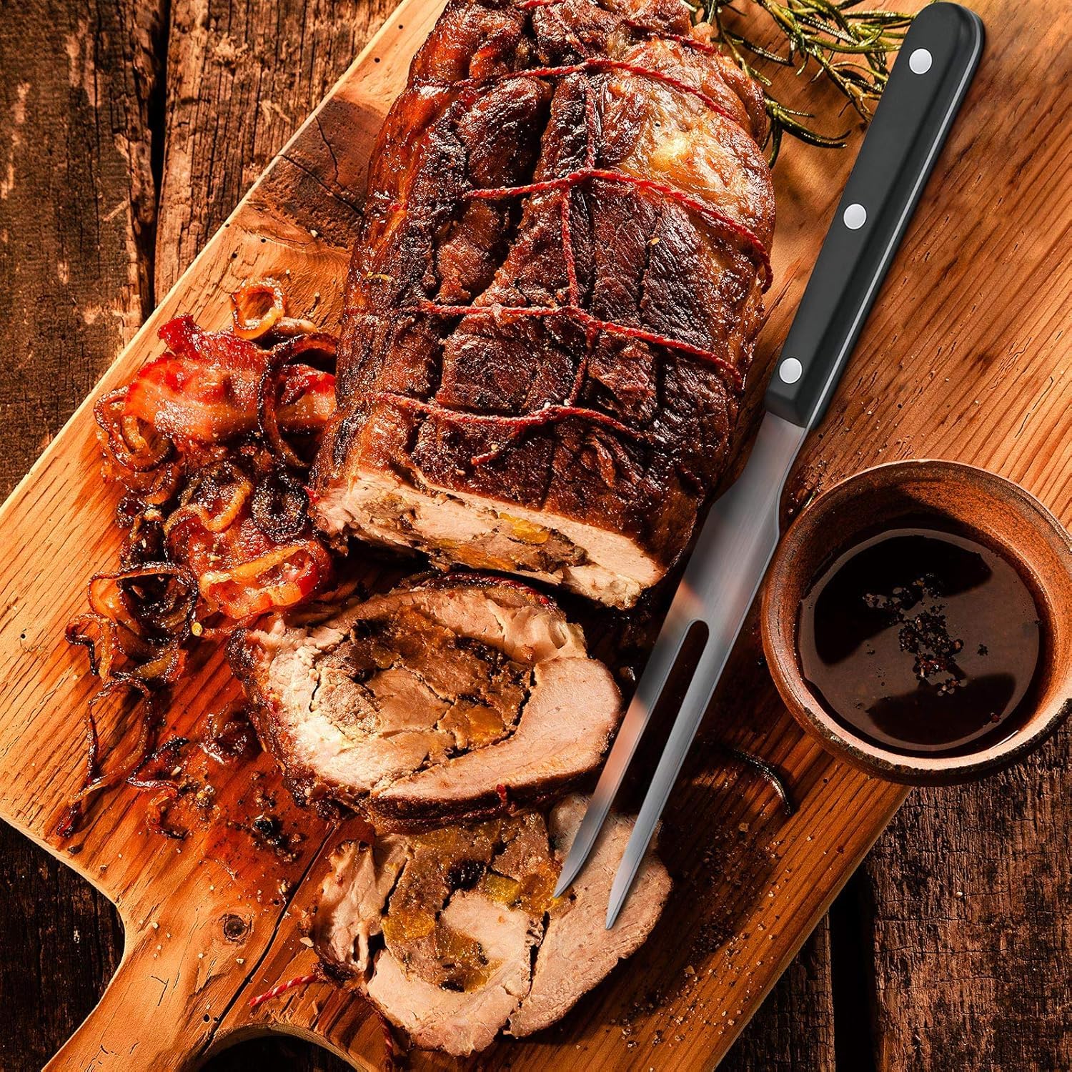 Cyoufine Meat Cooking Fork Stainless Steel Fork - 10.8" Metal Serving Forks for Meat Carving Heavy Duty Two Prong Meat Fork for Grill Lifting Barbecue Fork - CookCave