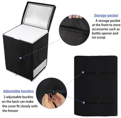 Dalema Outdoor Deep Freezer Cover,Heavy Duty 600D 100% Waterproof Chest Freezer Cover,Freezer Covers for Outside 5.0 Cubic Chest Freezer,Top Can Be Opened by Zipper(28"W x 23"D x 34"H,Black) - CookCave
