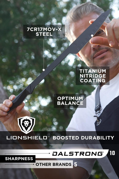 Dalstrong BBQ Trident Carving Knife Set-Shadow Black Series-Black Titanium Nitride Coated-Extra-Long Knife & Fork Set-Razor Sharp-High Carbon Steel-NSF Certified - CookCave