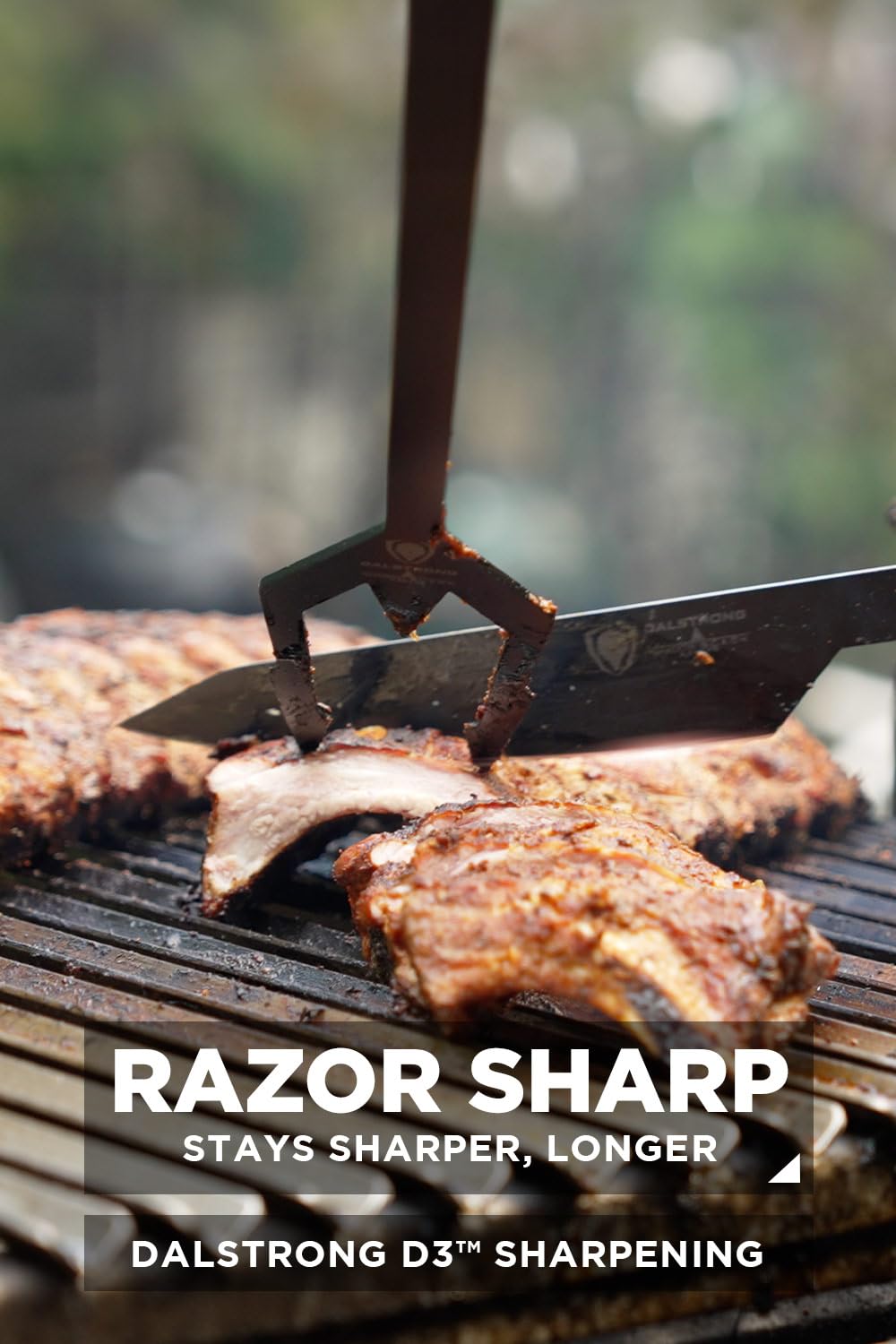 Dalstrong BBQ Trident Carving Knife Set-Shadow Black Series-Black Titanium Nitride Coated-Extra-Long Knife & Fork Set-Razor Sharp-High Carbon Steel-NSF Certified - CookCave