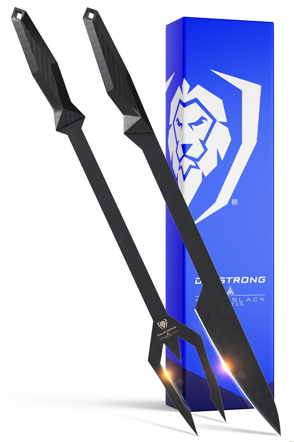 Dalstrong BBQ Trident Carving Knife Set-Shadow Black Series-Black Titanium Nitride Coated-Extra-Long Knife & Fork Set-Razor Sharp-High Carbon Steel-NSF Certified - CookCave