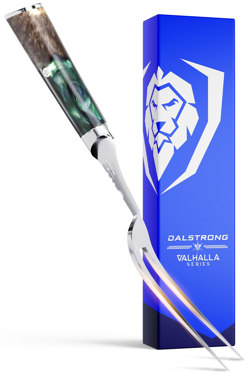 Dalstrong Meat Fork - 7.7 inch - Valhalla Series - High Carbon Steel BBQ - Professional Barbecue Carving Fork- Celestial Resin & Wood Handle - Kitchen Utensils - Two Pronged Fork - CookCave