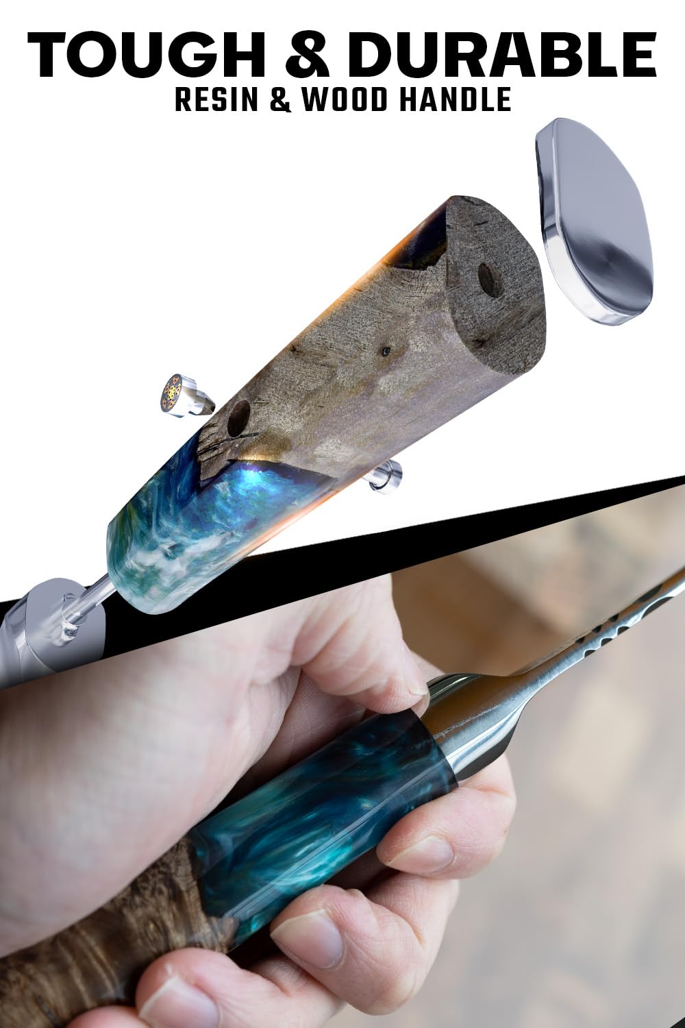 Dalstrong Meat Fork - 7.7 inch - Valhalla Series - High Carbon Steel BBQ - Professional Barbecue Carving Fork- Celestial Resin & Wood Handle - Kitchen Utensils - Two Pronged Fork - CookCave