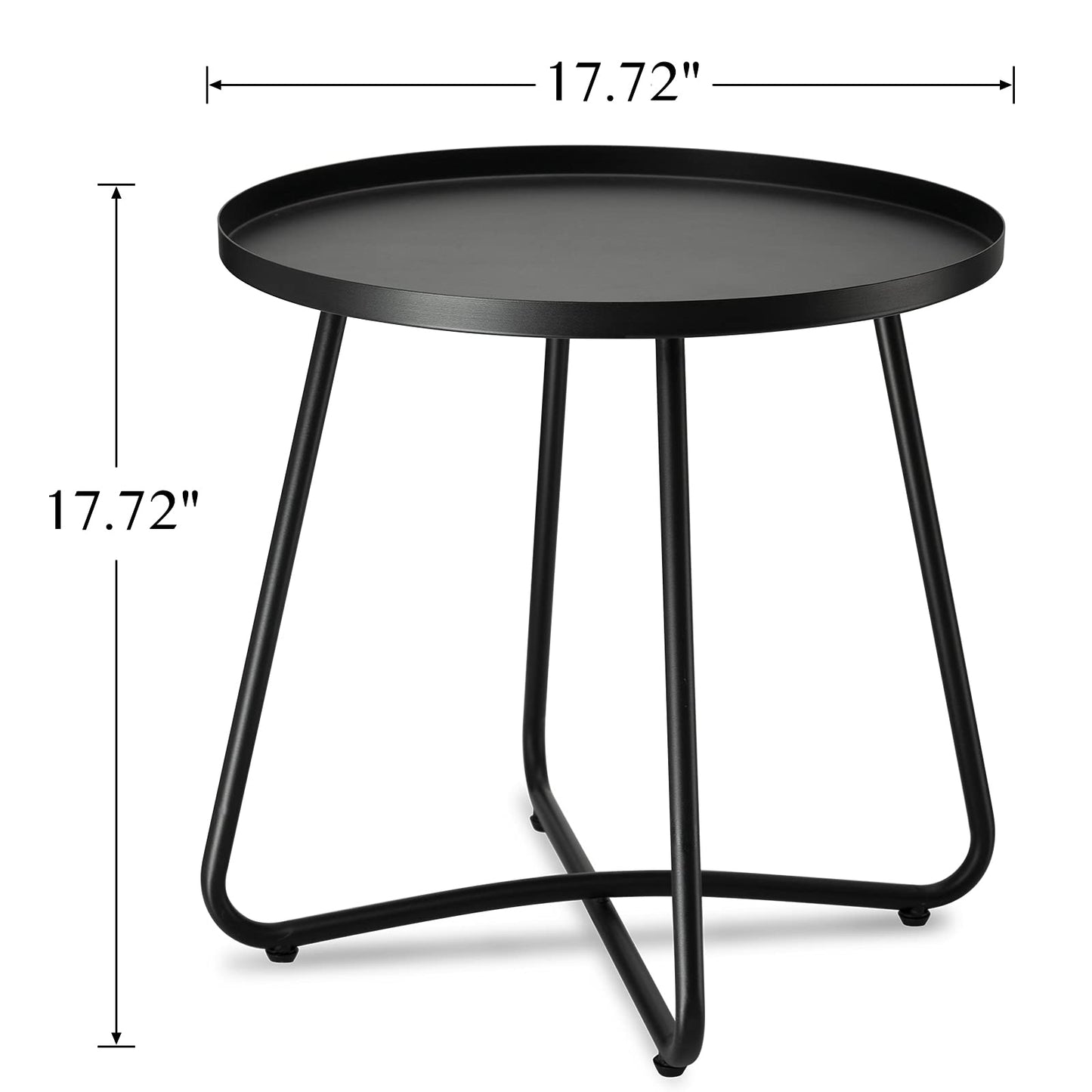 danpinera Outdoor Side Tables, Weather Resistant Steel, Small Round End Table for Patio Yard Balcony Garden Bedside Black - CookCave