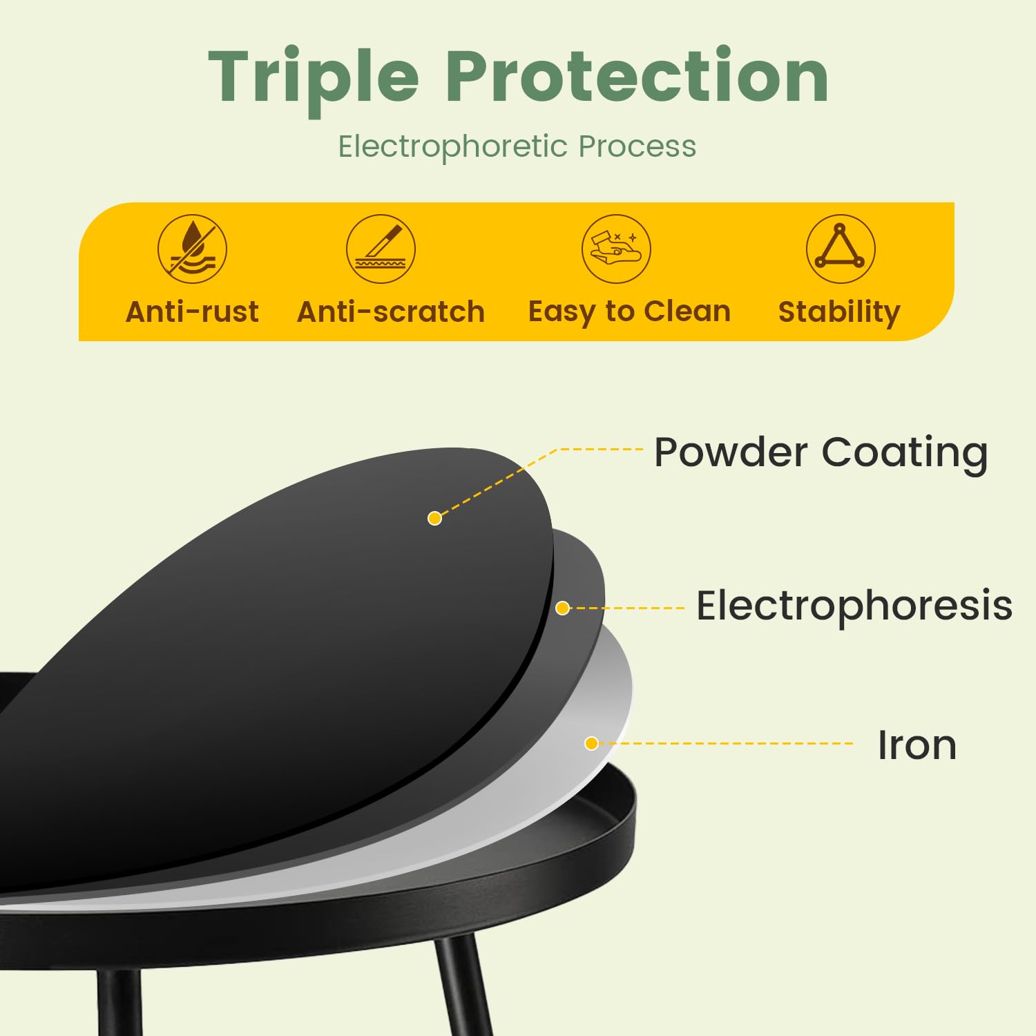 danpinera Outdoor Side Tables, Weather Resistant Steel, Small Round End Table for Patio Yard Balcony Garden Bedside Black - CookCave