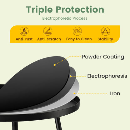danpinera Outdoor Side Tables, Weather Resistant Steel, Small Round End Table for Patio Yard Balcony Garden Bedside Black - CookCave