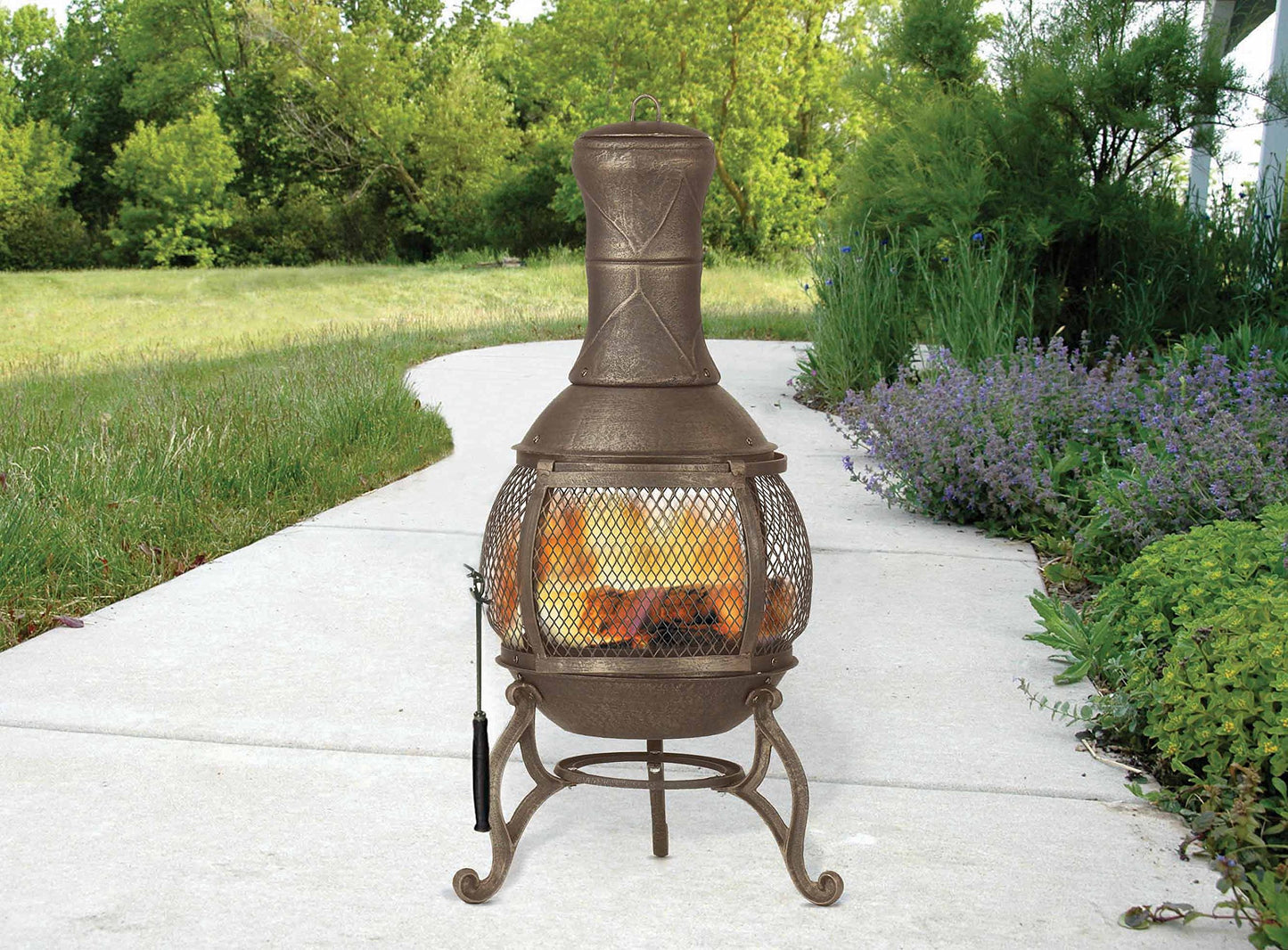 Deckmate Corona 3 Ft. High Outdoor Steel Chimenea Fireplace Model 28063 - CookCave