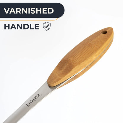 Deiss PRO Stainless Steel Spatula with Wooden Handle — Slotted BBQ Turner — Perfect for Grilling, Scraping, Turning Meat, Mixing Scrambled Eggs, Flipping Burgers - Comfortable Bamboo Handle - CookCave