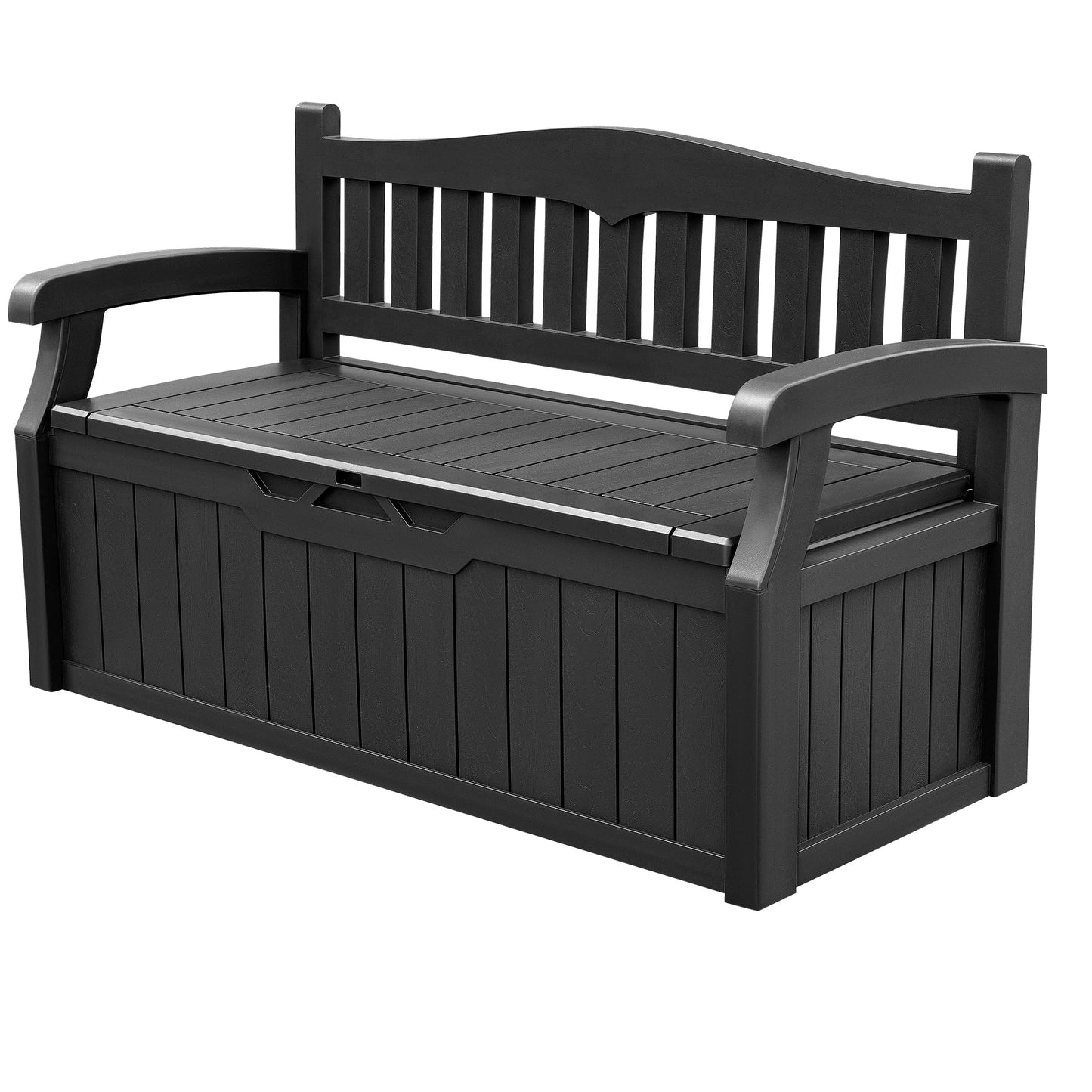Devoko 80 Gallon Storage Bench Deck Box Lockable for Patio Furniture, Garden Decor and Outdoor Seating for Cushions, Garden Tools and Pool Supplies (Black) - CookCave
