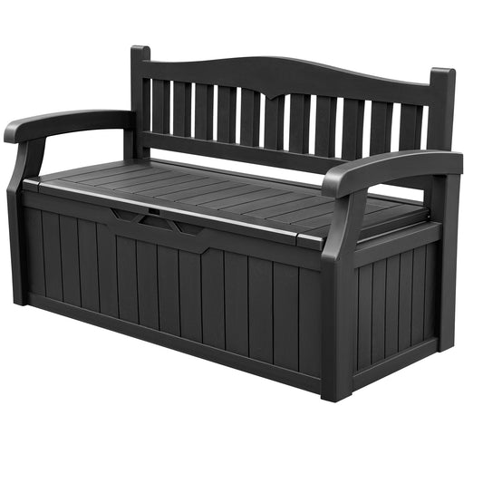 Devoko 80 Gallon Storage Bench Deck Box Lockable for Patio Furniture, Garden Decor and Outdoor Seating for Cushions, Garden Tools and Pool Supplies (Black) - CookCave