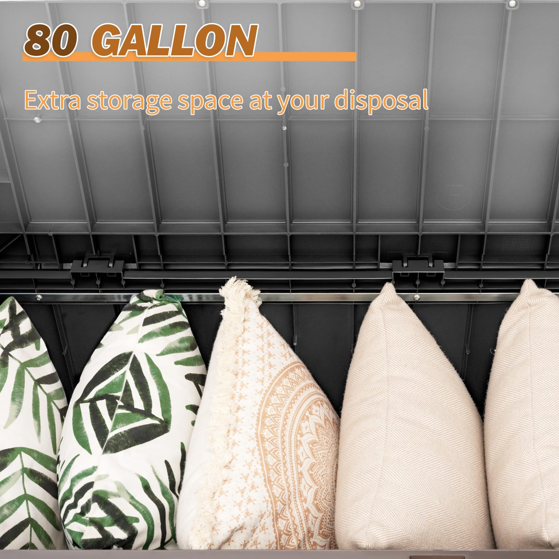 Devoko 80 Gallon Storage Bench Deck Box Lockable for Patio Furniture, Garden Decor and Outdoor Seating for Cushions, Garden Tools and Pool Supplies (Black) - CookCave